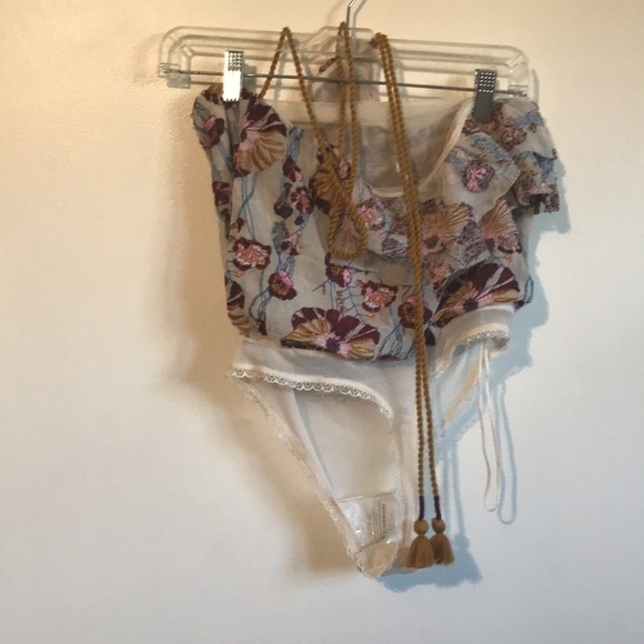 Free People Floral One-Shoulder Bodysuit - Purple and Gold - Picture 6 of 9